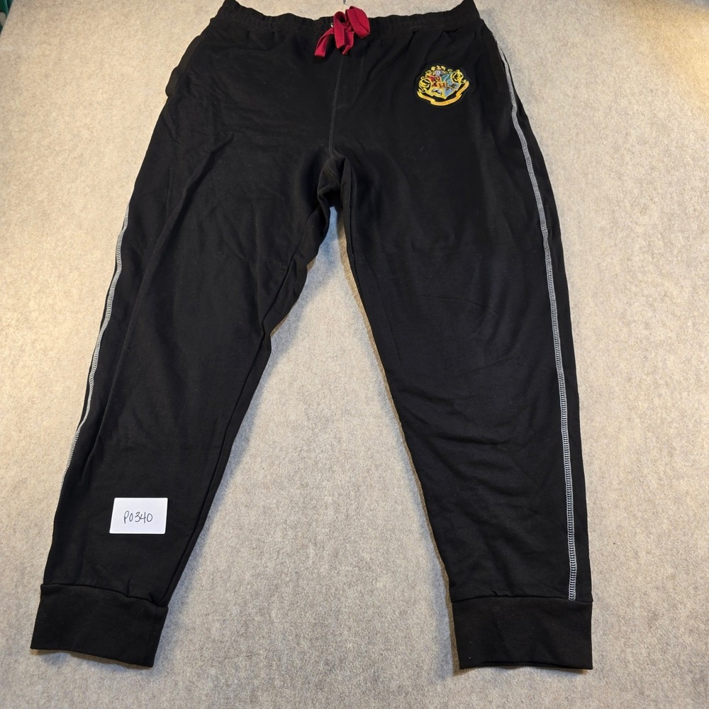 Harry Potter Universal Studios Hogwarts Crest Joggers Black Sweatpants Mens L‎